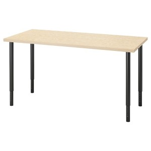 IKEA MITTCIRKEL / OLOV desk, 55 1/8x23 5/8 in Lively Pine Effect / Black, Ikea Outlet | 3918DFGQR
