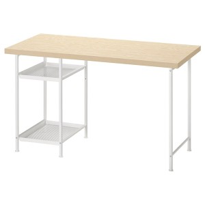 IKEA MITTCIRKEL / SPÄND desk, 47 1/4x23 5/8 in Lively Pine Effect / White, Ikea Outlet | 2497CZGWK