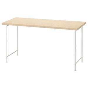 IKEA MITTCIRKEL / SPÄND desk, 55 1/8x23 5/8 in Lively Pine Effect / White, Ikea Outlet | 6547PNBUE