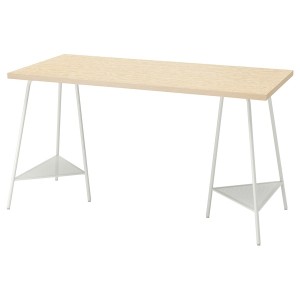 IKEA MITTCIRKEL / TILLSLAG desk, 55 1/8x23 5/8 in Lively Pine Effect / White, Ikea Outlet | 5207AFTBK