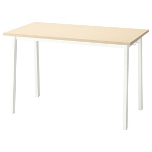 IKEA MITTZON conference table, 47 1/4x26 3/4x29 1/2 in Birch Veneer / White, Ikea Outlet | 3091OTJDB