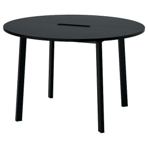 IKEA MITTZON conference table, 47 1/4x29 1/2 in Round Black Stained Ash Veneer / Black, Ikea Outlet | 3910ULEYW