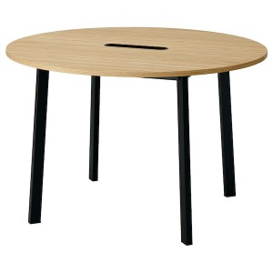 IKEA MITTZON conference table, 47 1/4x29 1/2 in Round Oak Veneer / Black, Ikea Outlet | 1364ZUWIS