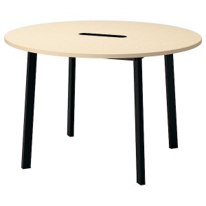 IKEA MITTZON conference table, 47 1/4x29 1/2 in Round Birch Veneer / Black, Ikea Outlet | 0451NMPHV