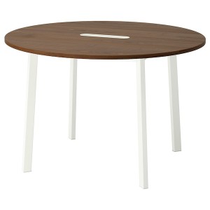 IKEA MITTZON conference table, 47 1/4x29 1/2 in Round Walnut Veneer / White, Ikea Outlet | 2468MHQIA