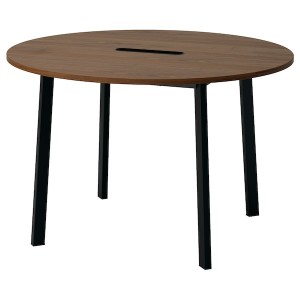 IKEA MITTZON conference table, 47 1/4x29 1/2 in Round Walnut Veneer / Black, Ikea Outlet | 0649YVRBM