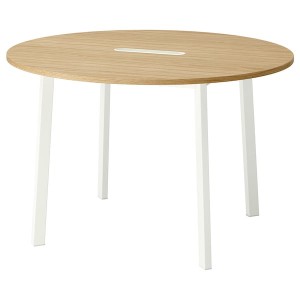 IKEA MITTZON conference table, 47 1/4x29 1/2 in Round Oak Veneer / White, Ikea Outlet | 8103KZRAS