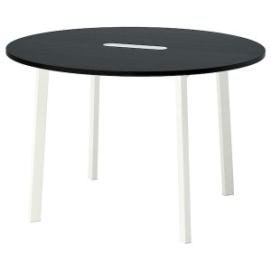 IKEA MITTZON conference table, 47 1/4x29 1/2 in Round Black Stained Ash Veneer / White, Ikea Outlet | 1756PRIJK