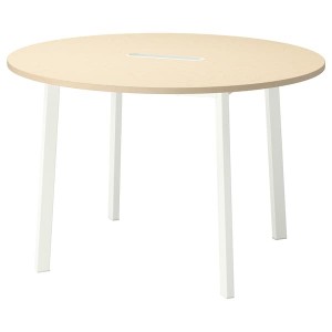 IKEA MITTZON conference table, 47 1/4x29 1/2 in Round Birch Veneer / White, Ikea Outlet | 4210SYKNV