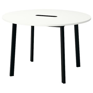 IKEA MITTZON conference table, 47 1/4x29 1/2 in Round White / Black, Ikea Outlet | 7561TDHUO