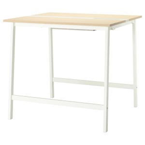 IKEA MITTZON conference table, 47 1/4x42 1/2x41 3/8 in Birch Veneer / White, Ikea Outlet | 4063JBYUE