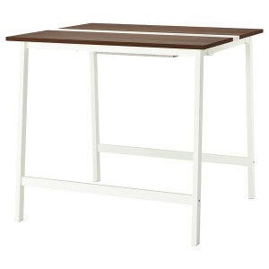 IKEA MITTZON conference table, 47 1/4x42 1/2x41 3/8 in Walnut Veneer / White, Ikea Outlet | 2463QUIDR