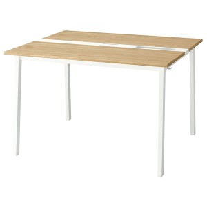 IKEA MITTZON conference table, 47 1/4x42 1/2x29 1/2 in Oak Veneer / White, Ikea Outlet | 4287DBKXR