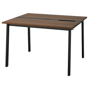 IKEA MITTZON conference table, 47 1/4x42 1/2x29 1/2 in Walnut Veneer / Black, Ikea Outlet | 0941RPCZX