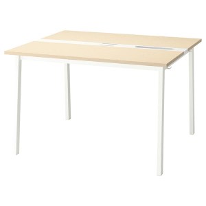 IKEA MITTZON conference table, 47 1/4x42 1/2x29 1/2 in Birch Veneer / White, Ikea Outlet | 2970DVXBU