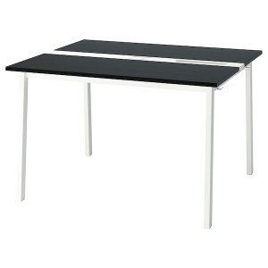 IKEA MITTZON conference table, 47 1/4x42 1/2x29 1/2 in Black Stained Ash Veneer / White, Ikea Outlet | 0751BTAKP