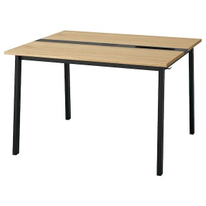 IKEA MITTZON conference table, 47 1/4x42 1/2x29 1/2 in Oak Veneer / Black, Ikea Outlet | 3810XSQAG