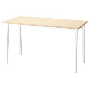 IKEA MITTZON conference table, 55 1/8x26 3/4x29 1/2 in Birch Veneer / White, Ikea Outlet | 1594GCDNS