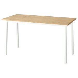 IKEA MITTZON conference table, 55 1/8x26 3/4x29 1/2 in Oak Veneer / White, Ikea Outlet | 2194UZWBR