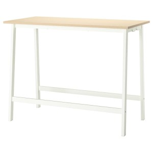 IKEA MITTZON conference table, 55 1/8x26 3/4x41 3/8 in Birch Veneer / White, Ikea Outlet | 3079CFPEK