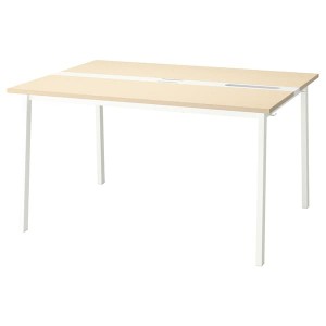 IKEA MITTZON conference table, 55 1/8x42 1/2x29 1/2 in Birch Veneer / White, Ikea Outlet | 1395WBLFR