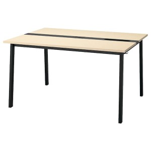 IKEA MITTZON conference table, 55 1/8x42 1/2x29 1/2 in Birch Veneer / Black, Ikea Outlet | 7835SVMNQ