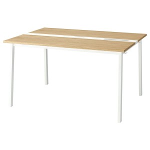 IKEA MITTZON conference table, 55 1/8x42 1/2x29 1/2 in Oak Veneer / White, Ikea Outlet | 4615MRJOI