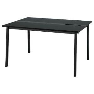 IKEA MITTZON conference table, black stained ash veneer/black, 55 1/8x42 1/2x29 1/2 in Black Stained Ash Veneer / Black, Ikea Outlet | 6905VYXSU