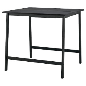 IKEA MITTZON conference table, black stained ash veneer/black, 47 1/4x42 1/2x41 3/8 in Black Stained Ash Veneer / Black, Ikea Outlet | 4721AMGSB