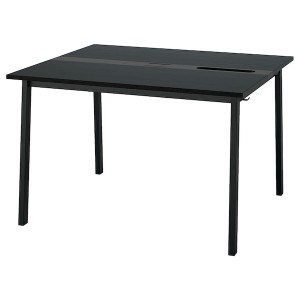 IKEA MITTZON conference table, black stained ash veneer/black, 47 1/4x42 1/2x29 1/2 in Black Stained Ash Veneer / Black, Ikea Outlet | 5704UWKGT