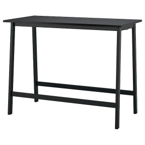 IKEA MITTZON conference table, black stained ash veneer/black, 55 1/8x26 3/4x41 3/8 in Black Stained Ash Veneer / Black, Ikea Outlet | 9371KJMQI