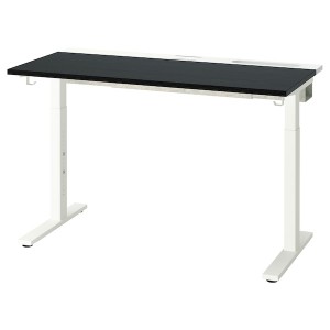 IKEA MITTZON desk, 47 1/4x23 5/8 in Black Stained Ash Veneer / White, Ikea Outlet | 9601QXMTY