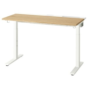 IKEA MITTZON desk, 47 1/4x23 5/8 in Oak Veneer / White, Ikea Outlet | 4301IKDWM