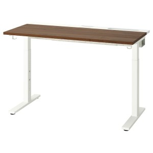 IKEA MITTZON desk, 47 1/4x23 5/8 in Walnut Veneer / White, Ikea Outlet | 2976NURLB