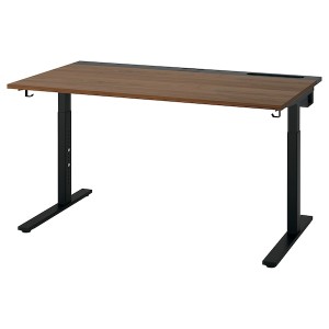 IKEA MITTZON desk, 55 1/8x31 1/2 in Walnut Veneer / Black, Ikea Outlet | 3640BPVUK