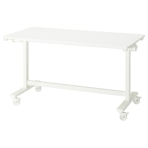 IKEA MITTZON foldable table with castors, 55 1/8x27 1/2 in White, Ikea Outlet | 2753HWJBX