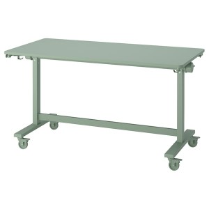 IKEA MITTZON foldable table with castors, 55 1/8x27 1/2 in Green, Ikea Outlet | 9042TBQMC