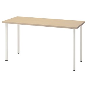 IKEA MÅLSKYTT / ADILS desk, 55 1/8x23 5/8 in Birch / White, Ikea Outlet | 3504UEBAI