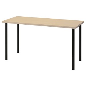 IKEA MÅLSKYTT / ADILS desk, 55 1/8x23 5/8 in Birch / Black, Ikea Outlet | 5918WFLND