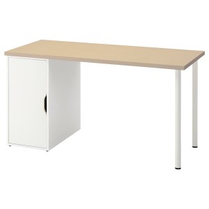 IKEA MÅLSKYTT / ALEX desk, 55 1/8x23 5/8 in Birch / White, Ikea Outlet | 1052EXGJC