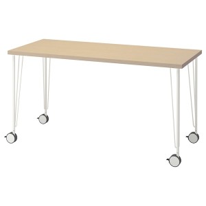 IKEA MÅLSKYTT / KRILLE desk, 55 1/8x23 5/8 in Birch / White, Ikea Outlet | 6341UXFKC