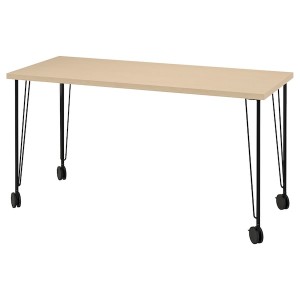 IKEA MÅLSKYTT / KRILLE desk, 55 1/8x23 5/8 in Birch Veneer / Black, Ikea Outlet | 3975LMWTP