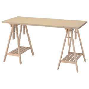 IKEA MÅLSKYTT / MITTBACK desk, 55 1/8x23 5/8 in Birch, Ikea Outlet | 7960SVBEL