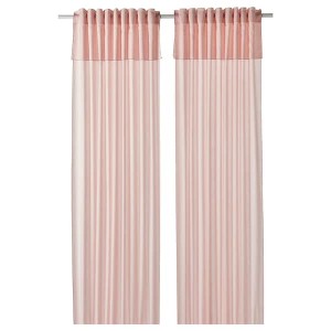 IKEA MOALISA curtains, 1 pair, 57x98 in Pale Pink / Pink, Ikea Outlet | 1769ATNEO