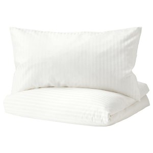 IKEA NATTJASMIN duvet cover and pillowcase(s), Full/Queen (Double/Queen) White, Ikea Outlet | 8963MONRL