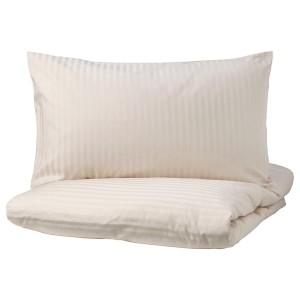 IKEA NATTJASMIN duvet cover and pillowcase(s), Twin Light Beige, Ikea Outlet | 1490UKIFP