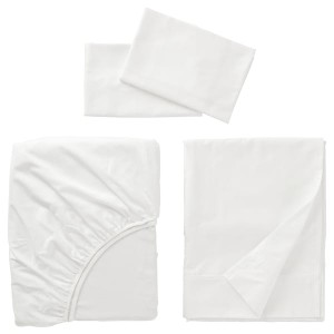 IKEA NATTJASMIN sheet set, Queen White, Ikea Outlet | 5214ERSGZ