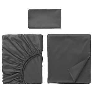 IKEA NATTJASMIN sheet set, Twin Dark Gray, Ikea Outlet | 1459XBFGE