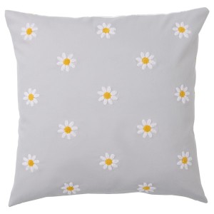 IKEA NATTSLÄNDA cushion cover, floral pattern gray/white, 20x20 in, Ikea Outlet | 4823HBLZX