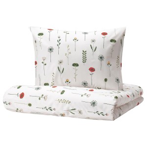 IKEA NATTSLÄNDA duvet cover and pillowcase(s), floral pattern, Twin Multicolor, Ikea Outlet | 0274VDJNA